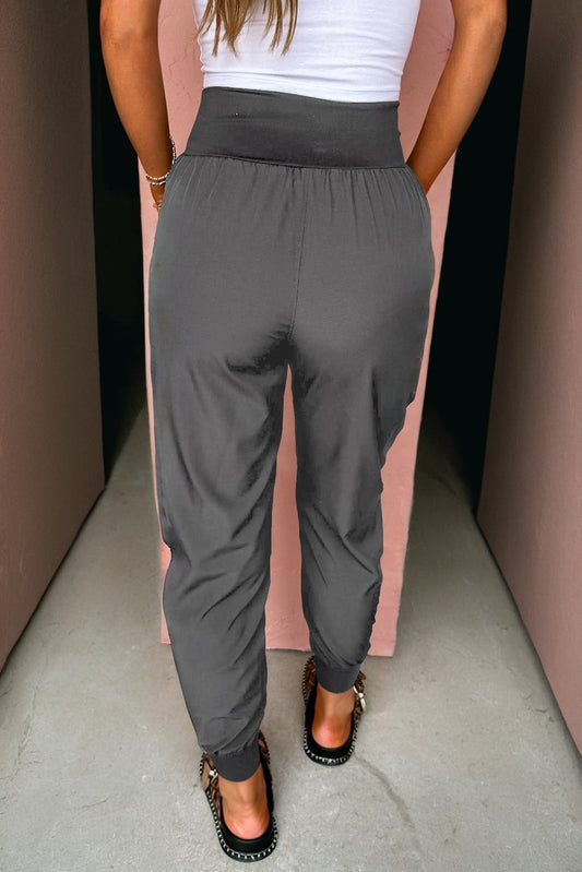 Grey High Waist Cargo Joggers