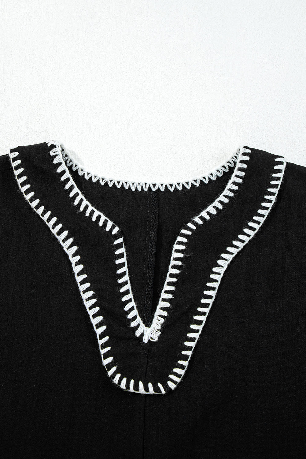 Black Contrast Stitched Tiered Mini Dress
