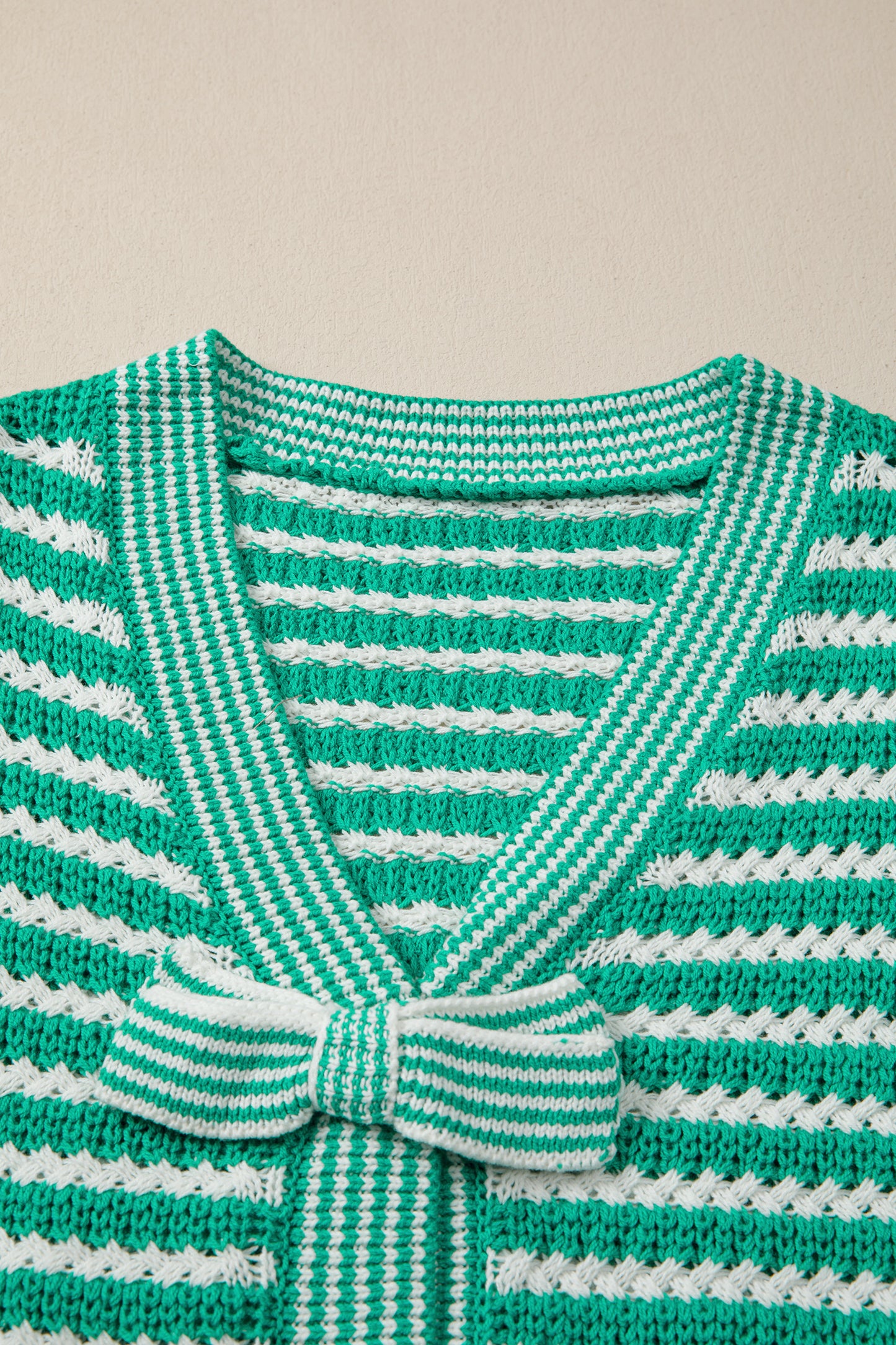 Green Striped Bow Knot Sweater