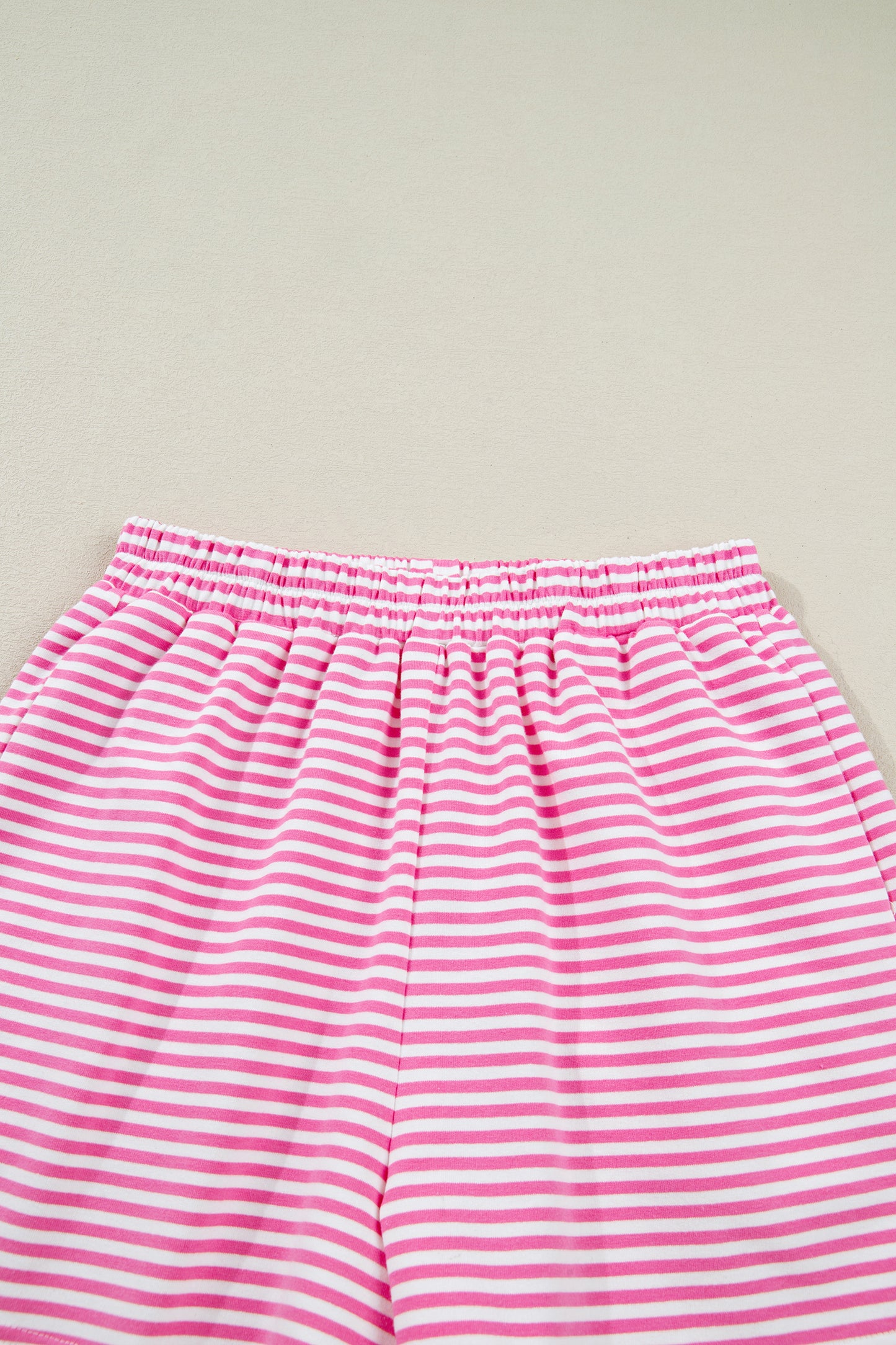 Pink Striped Sweatshirt and Shorts Set