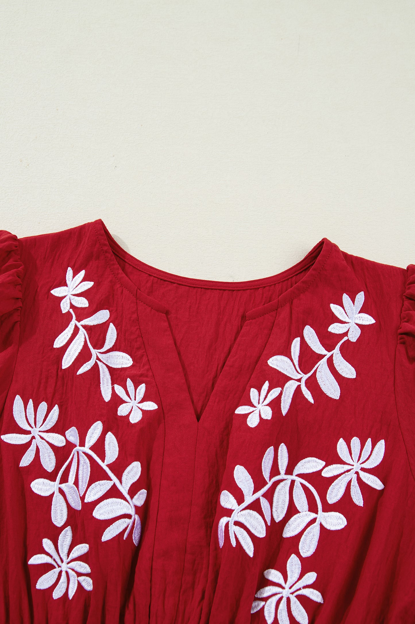 Racing Red Embroidered Detail Maxi Dress