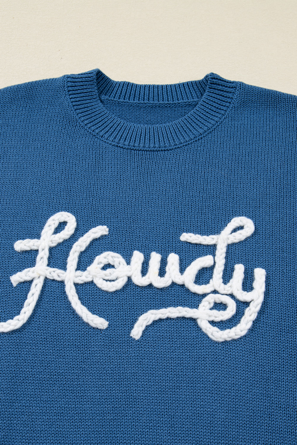 Dusk Blue Howdy Embroidered Sweater