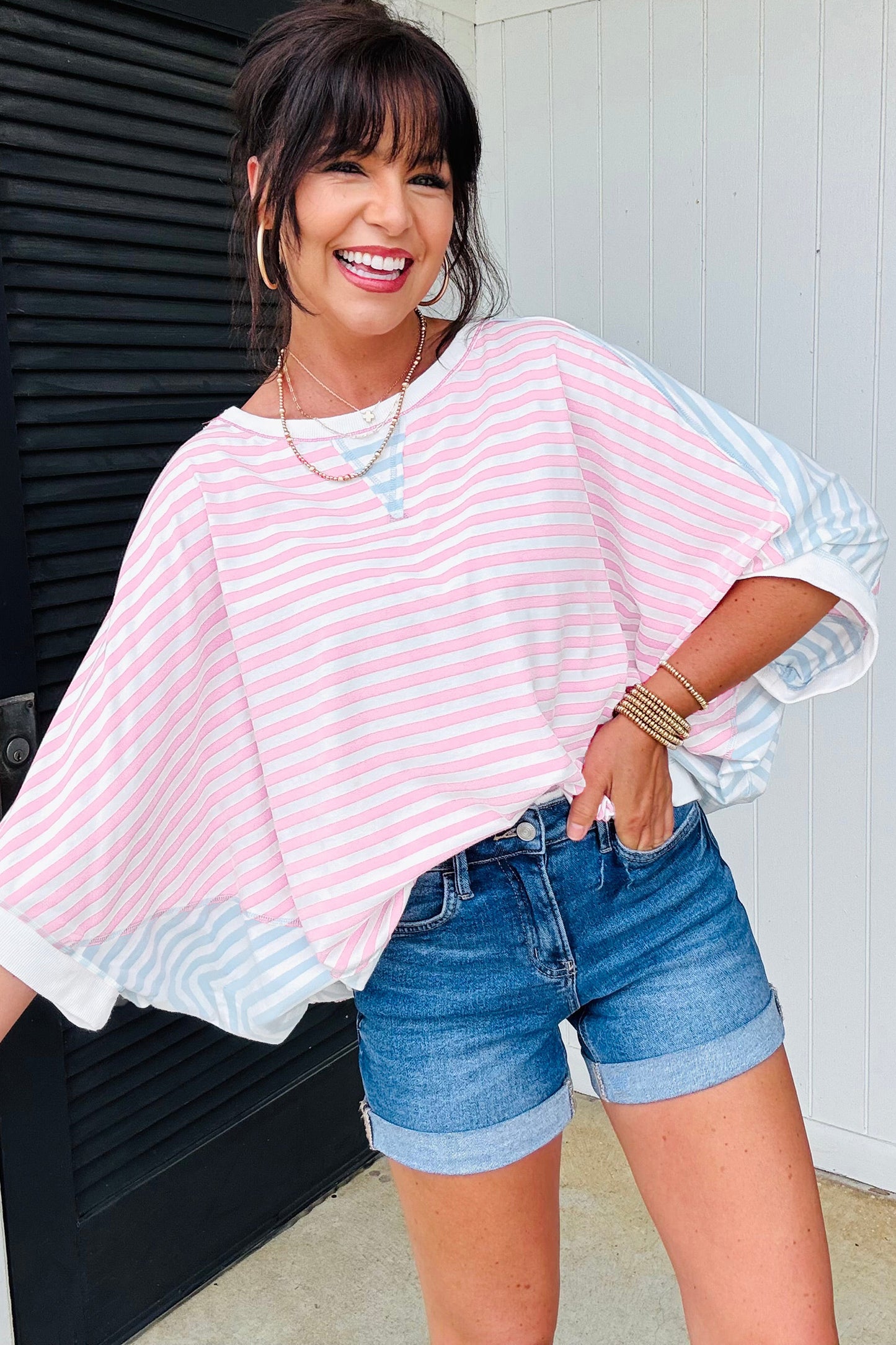 Candy Striped Oversize Tee