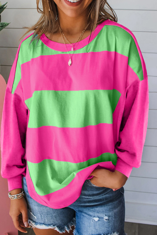 Pink and Green Colorblock Top