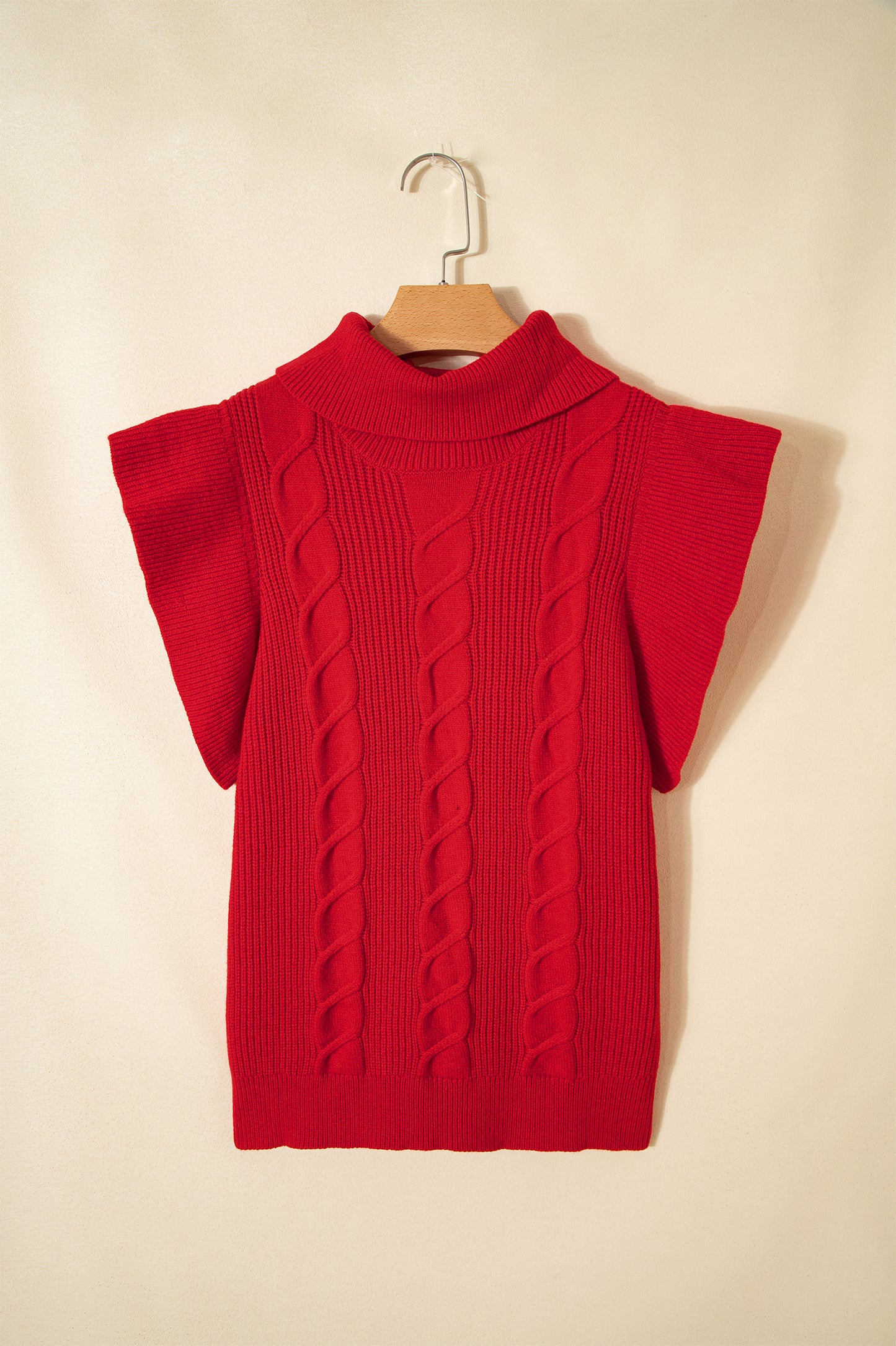 Ruffle Sleeve Cable Knit Sweater