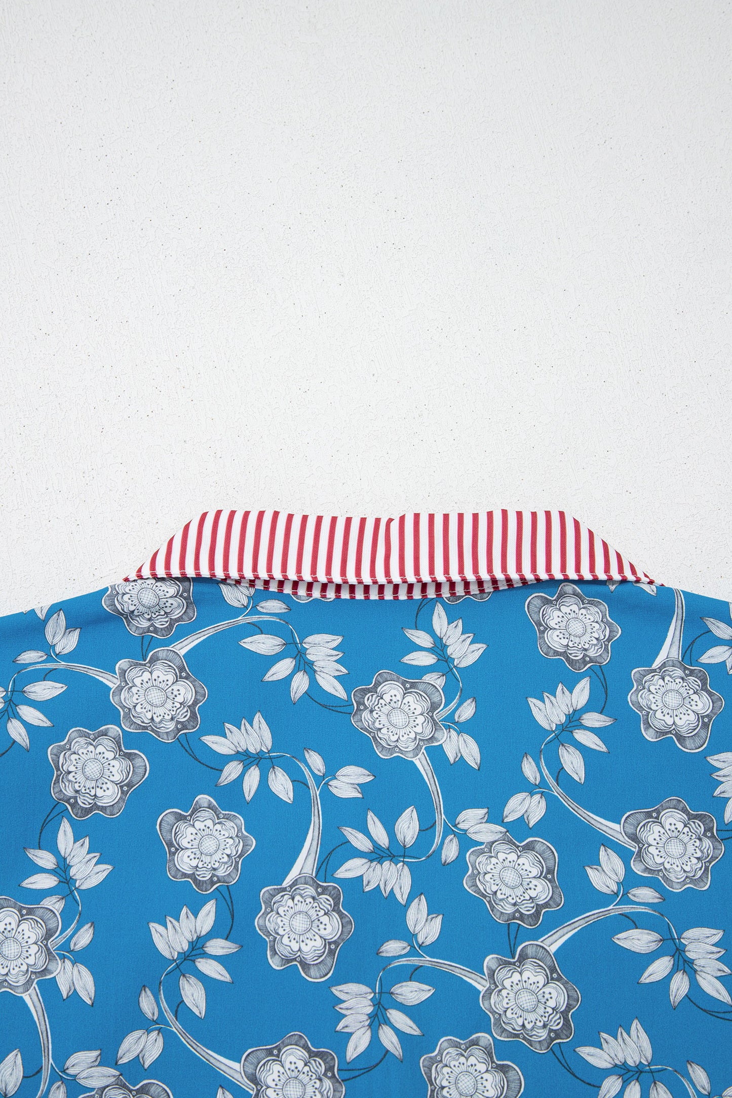 Retro Blue Floral Print Blouse