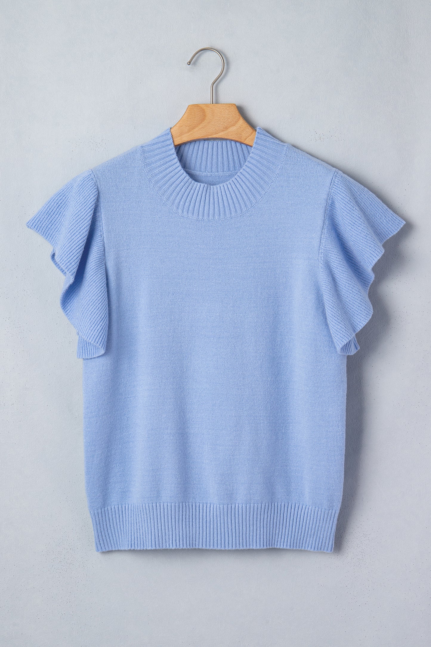 Ribbed Ruffle Sleeve Sweater