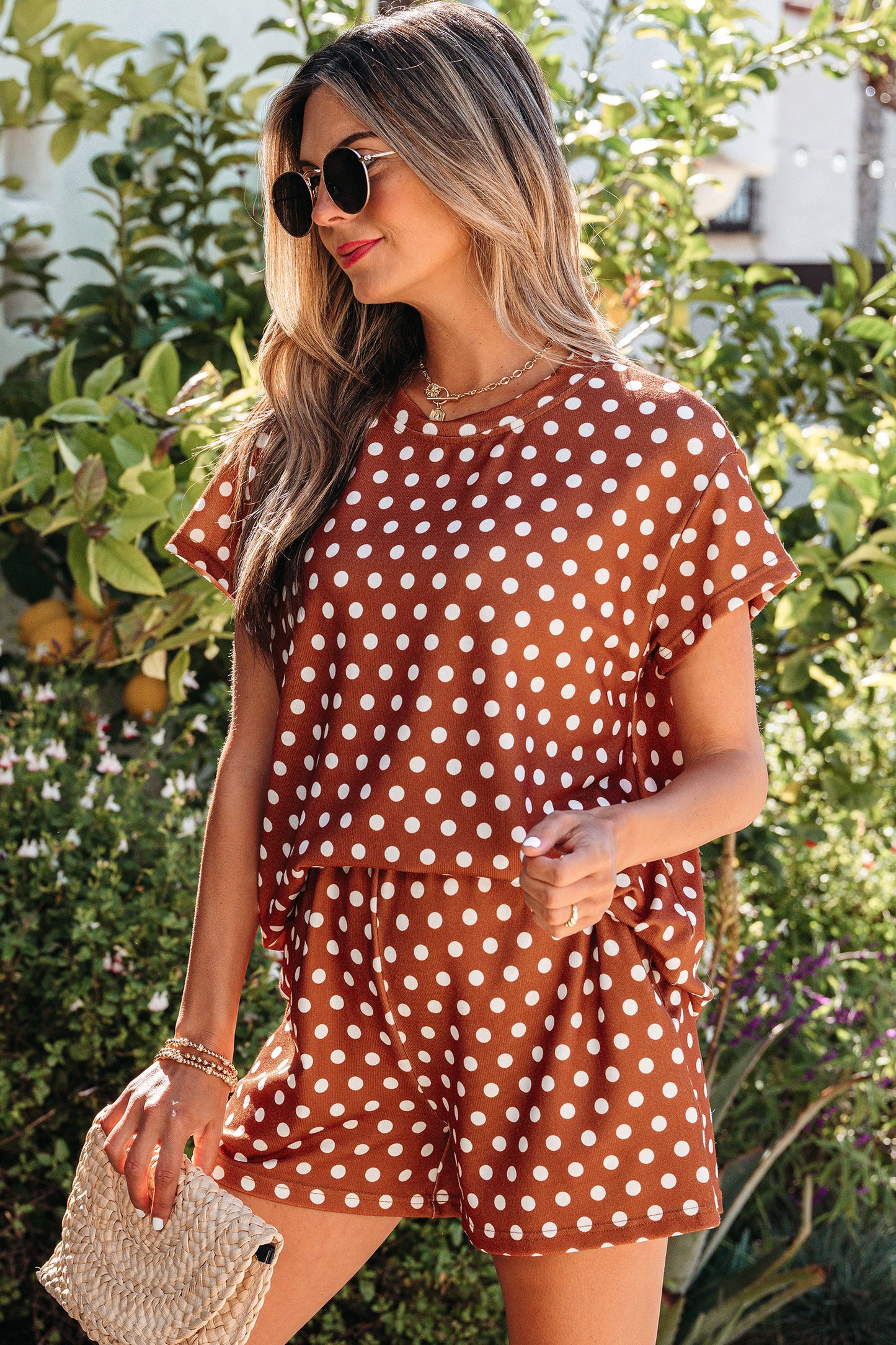 Polka Dot Print 2pc Short Set