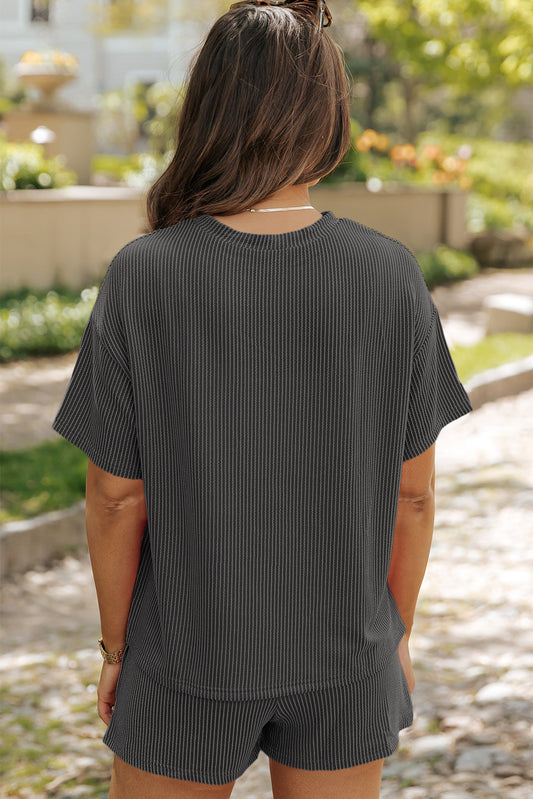 Ribbed Knit Tee and Shorts Set