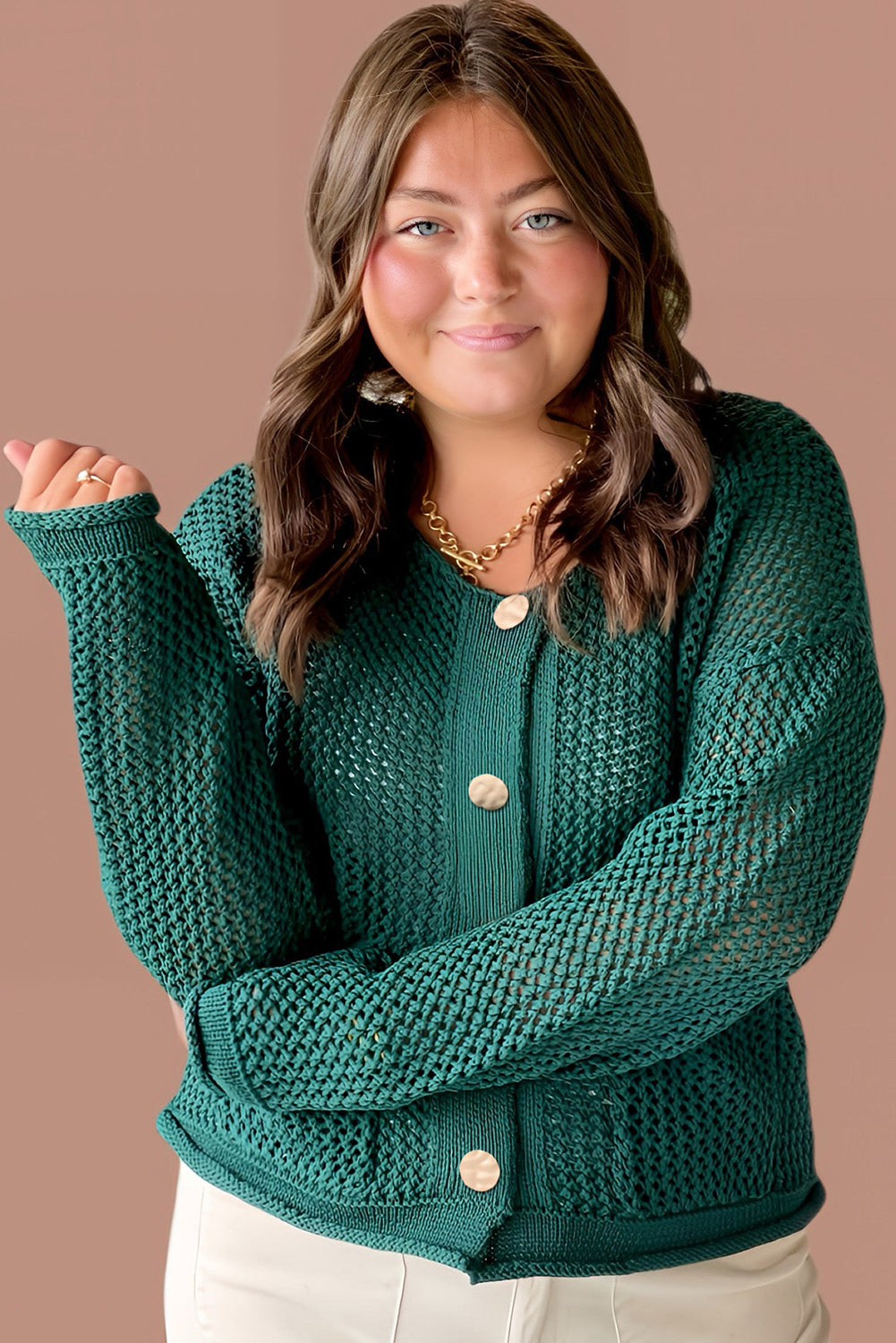 Green Plus Size Cardigan