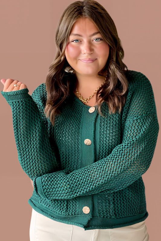 Green Plus Size Cardigan