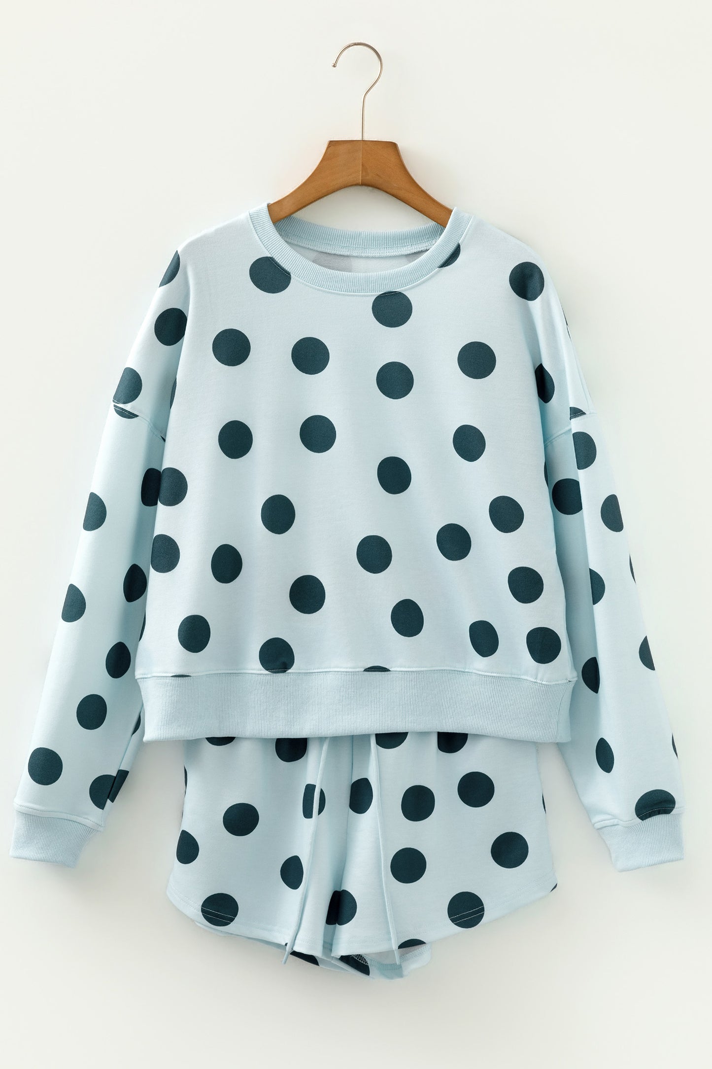 Polka Dot Print Pullover & Shorts Set