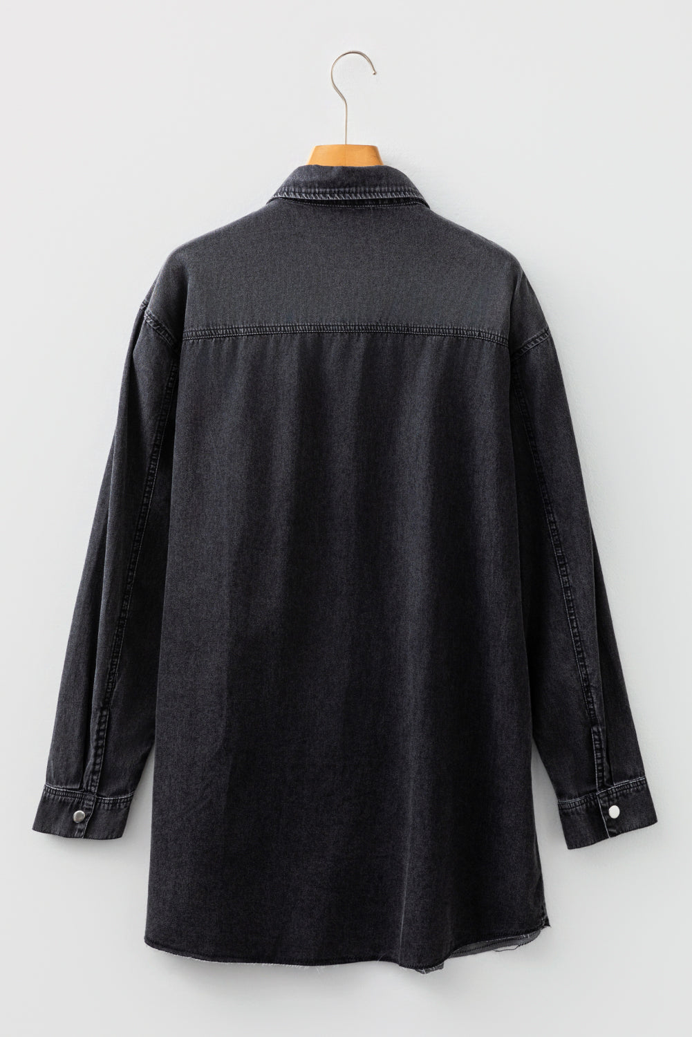 Grey Raw Hem Denim Shirt Dress