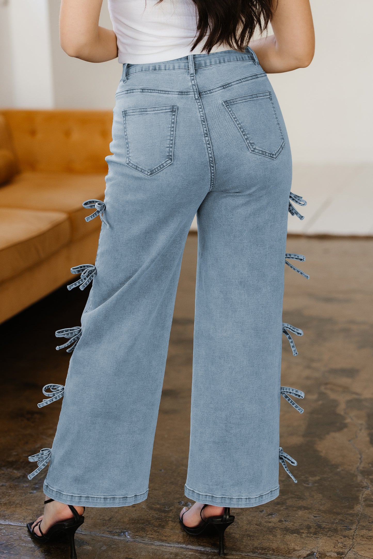Beau Blue Bow Detail Straight Leg Jeans