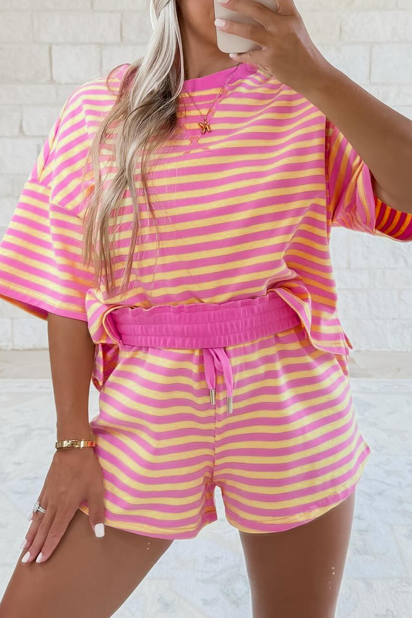 Striped Boxy Terry Shorts & Tee Set