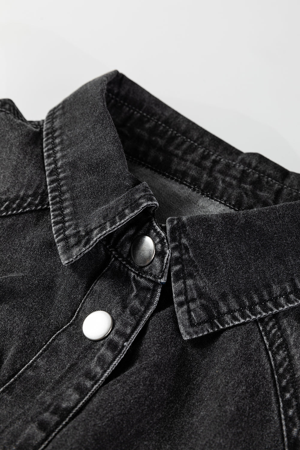 Grey Raw Hem Denim Shirt Dress