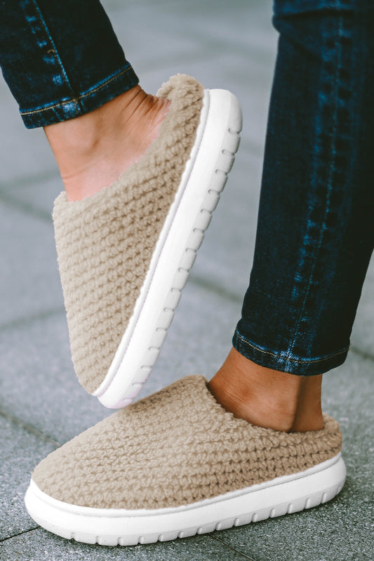 Khaki Knitted House Slippers