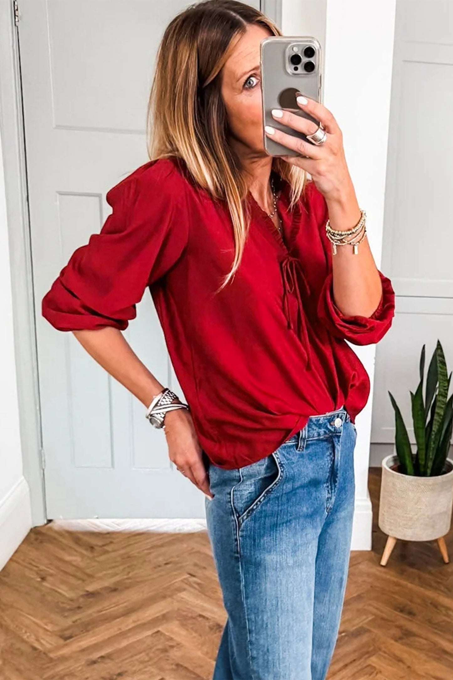 Frilly V-Neck Blouse