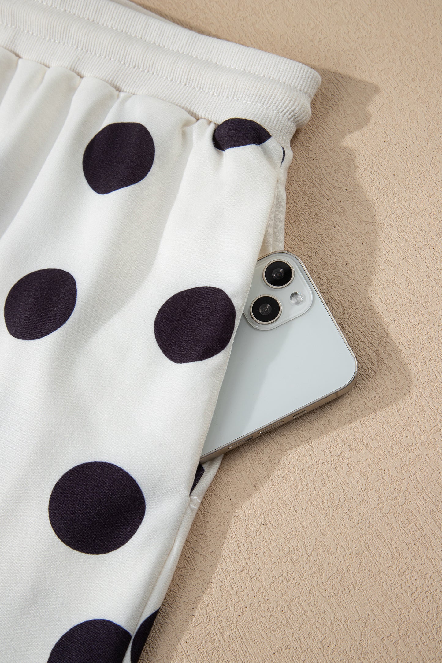 Polka Dot Print Pullover & Shorts Set