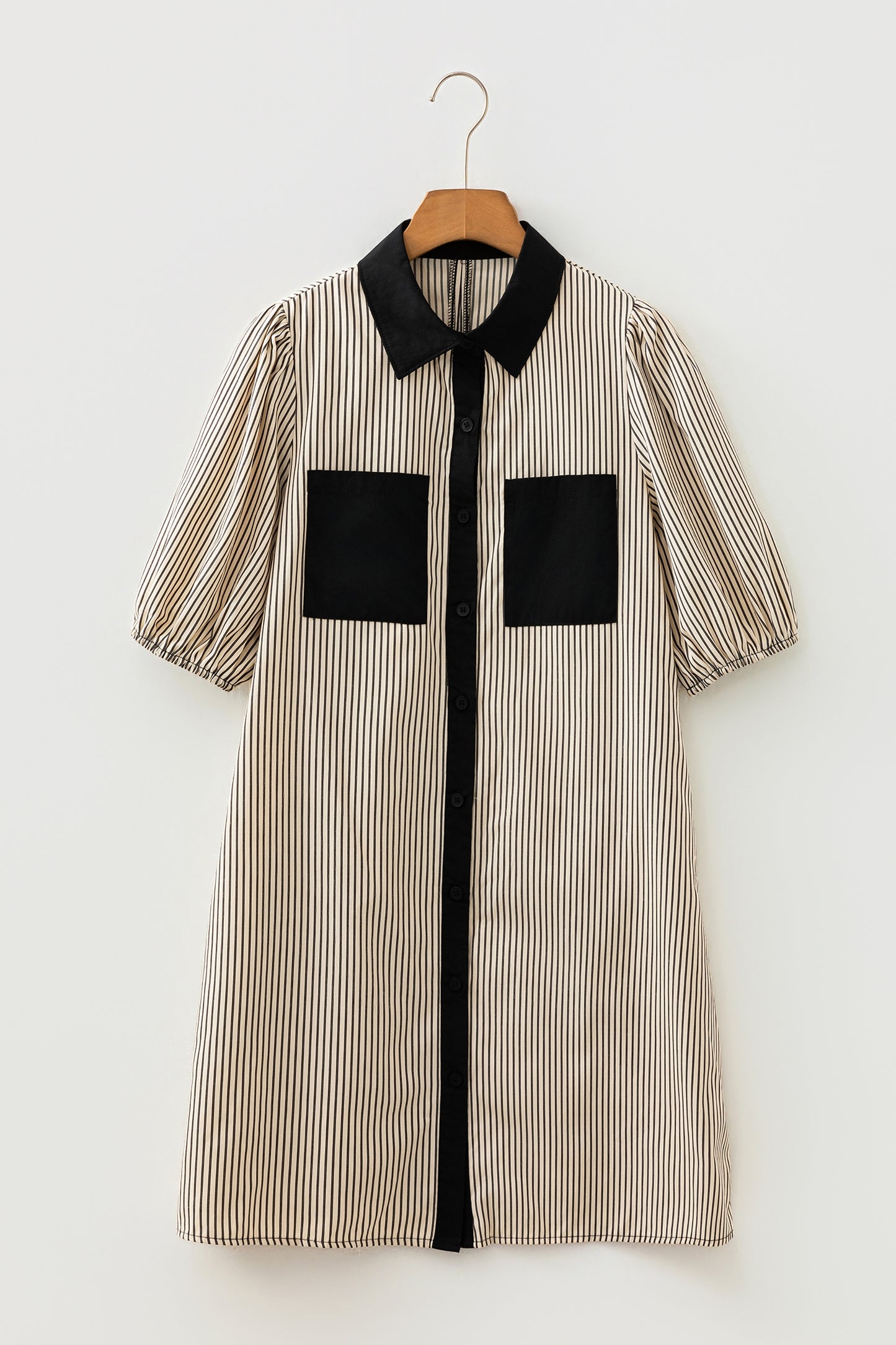 Striped Colorblock Shirt Dress