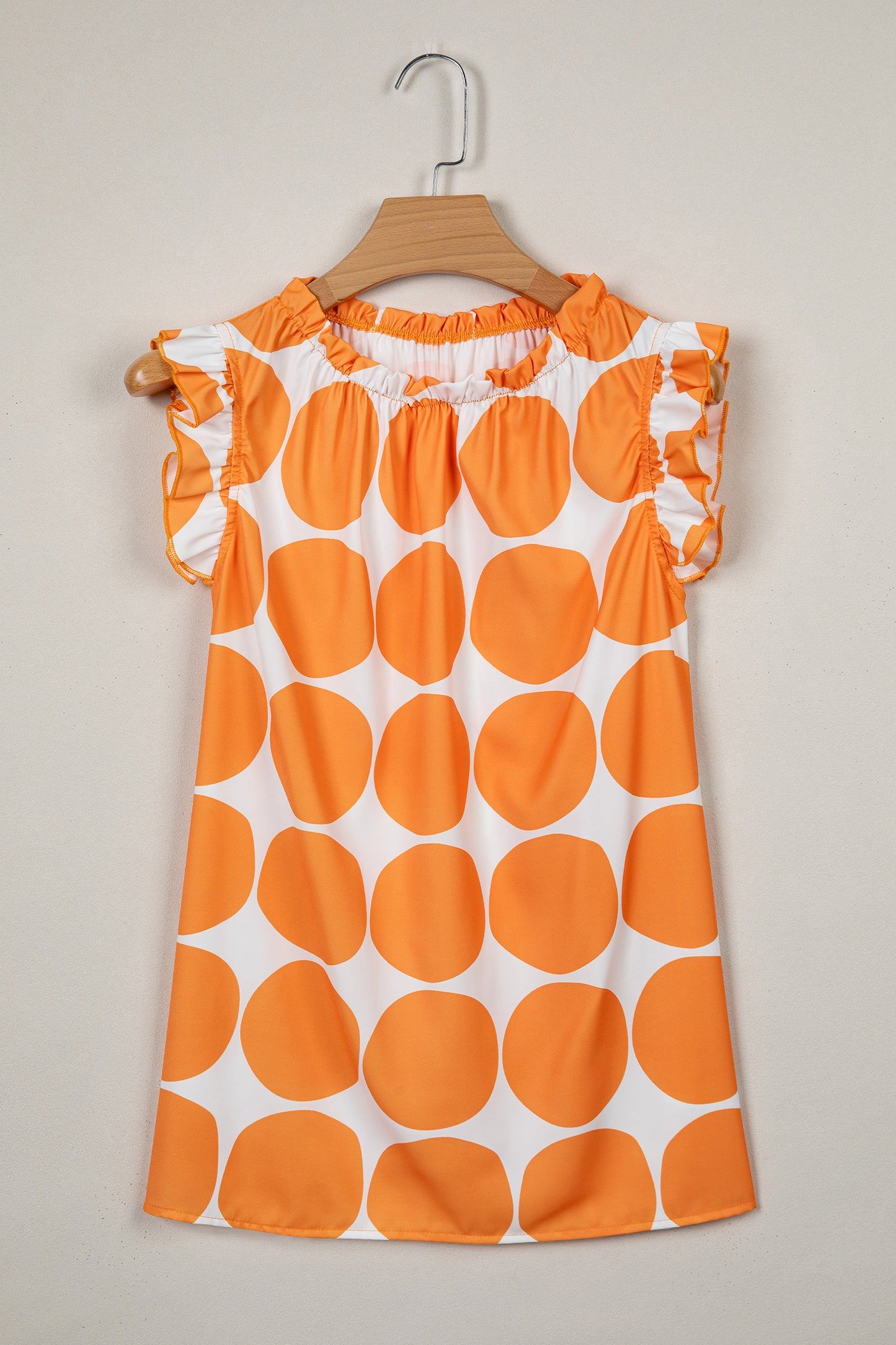 Polka Dot Frills Sleevless Blouse