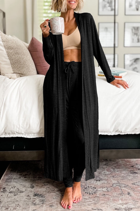 Cardigan and Pants Lounge Set in Black