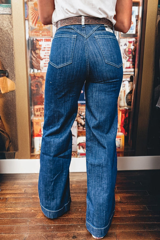 Sail Blue Loose Cuffed Jeans