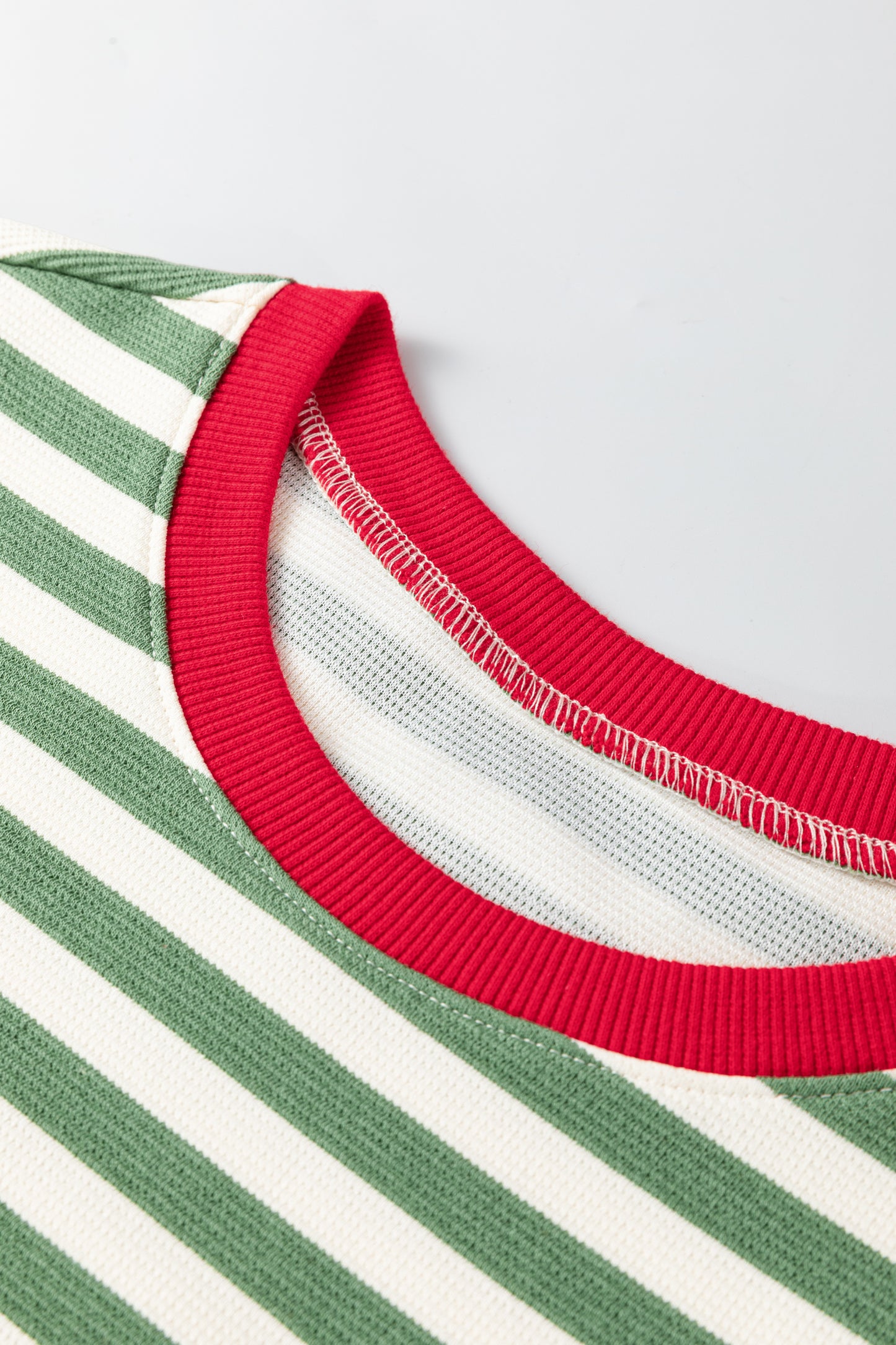 Striped Puff Sleeve Round Neck Tee