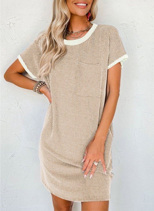 Apricot Ribbed T-Shirt Dress