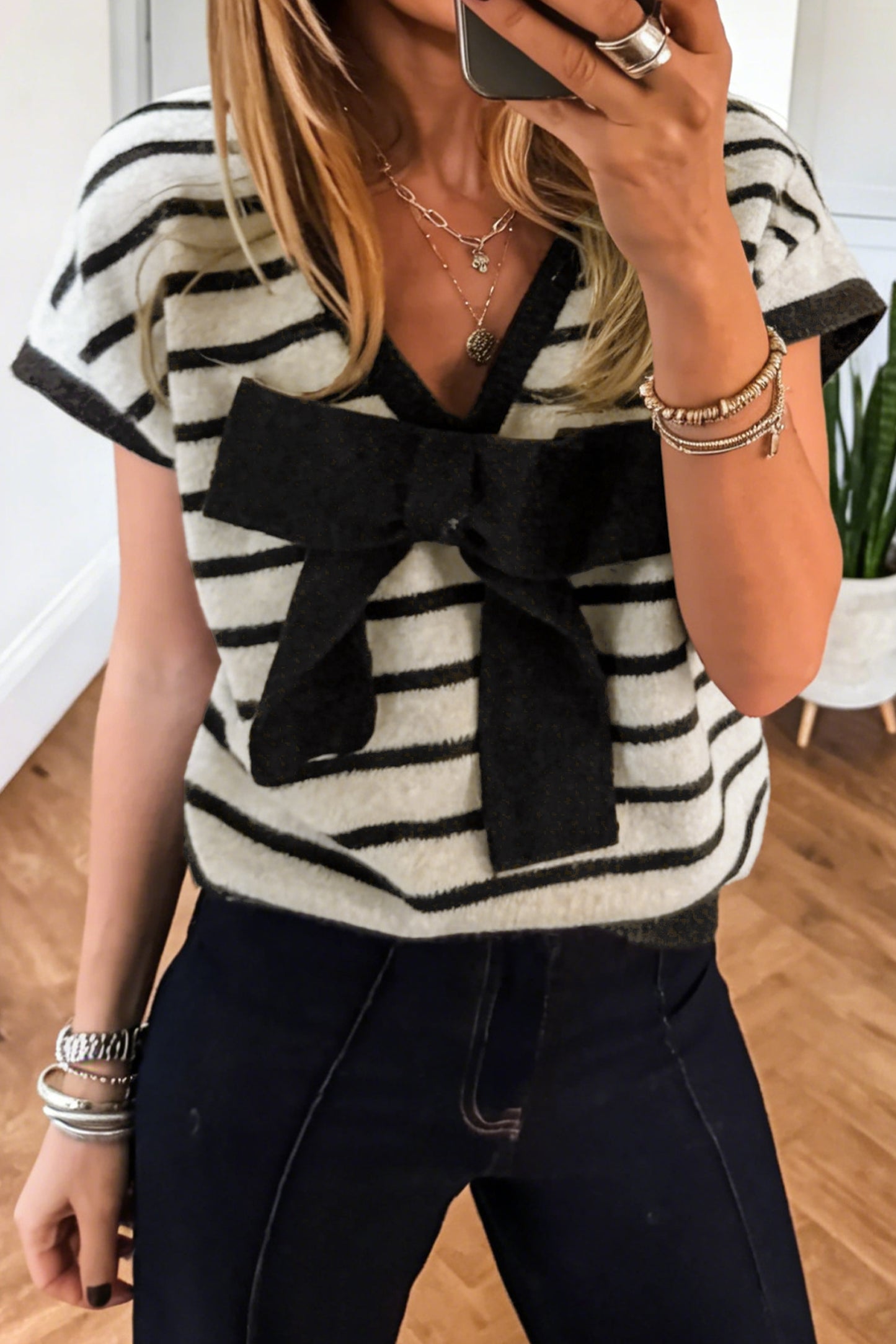 Reversible Black Striped Sweater