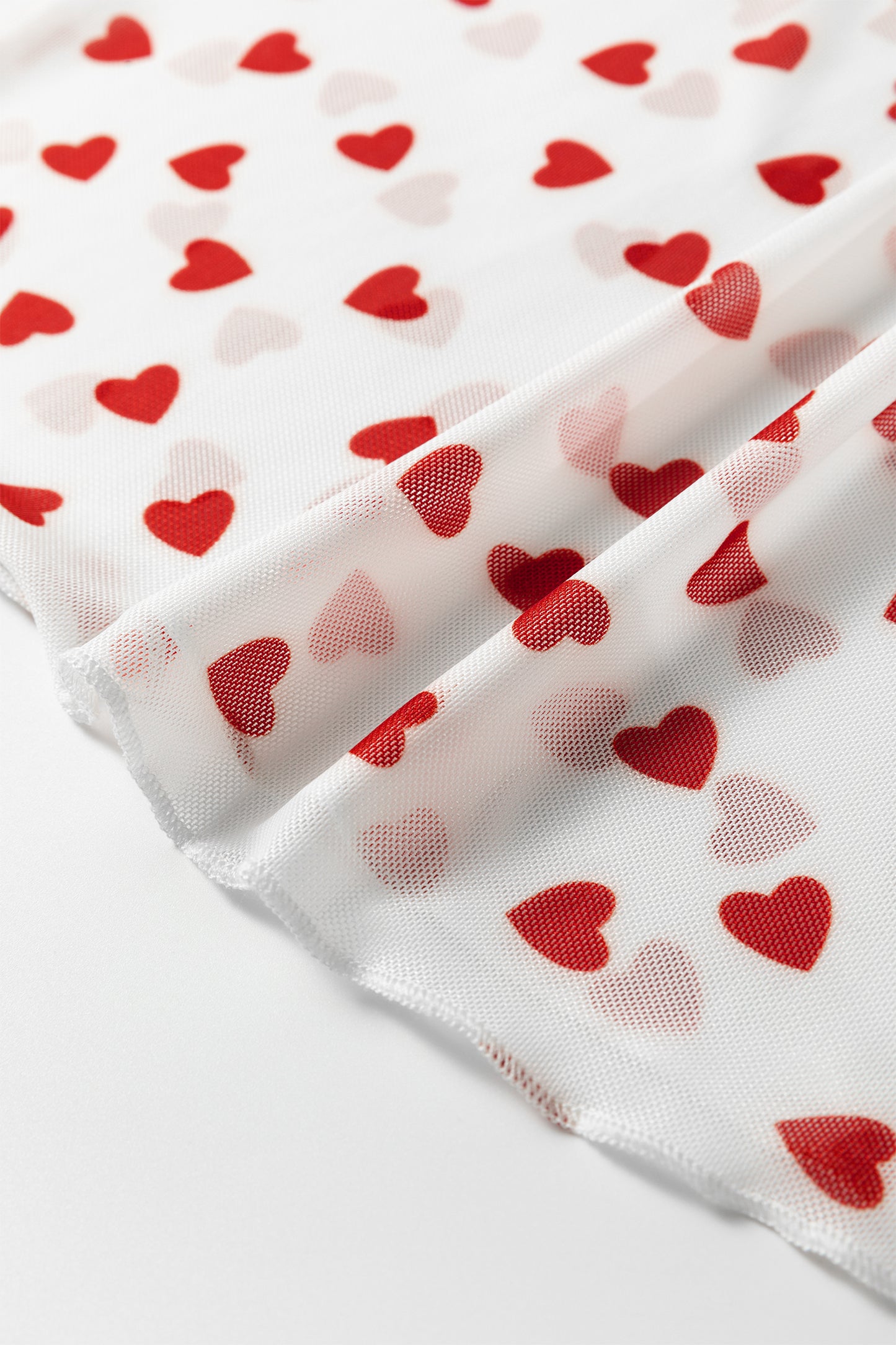 Heart Print Mesh Top