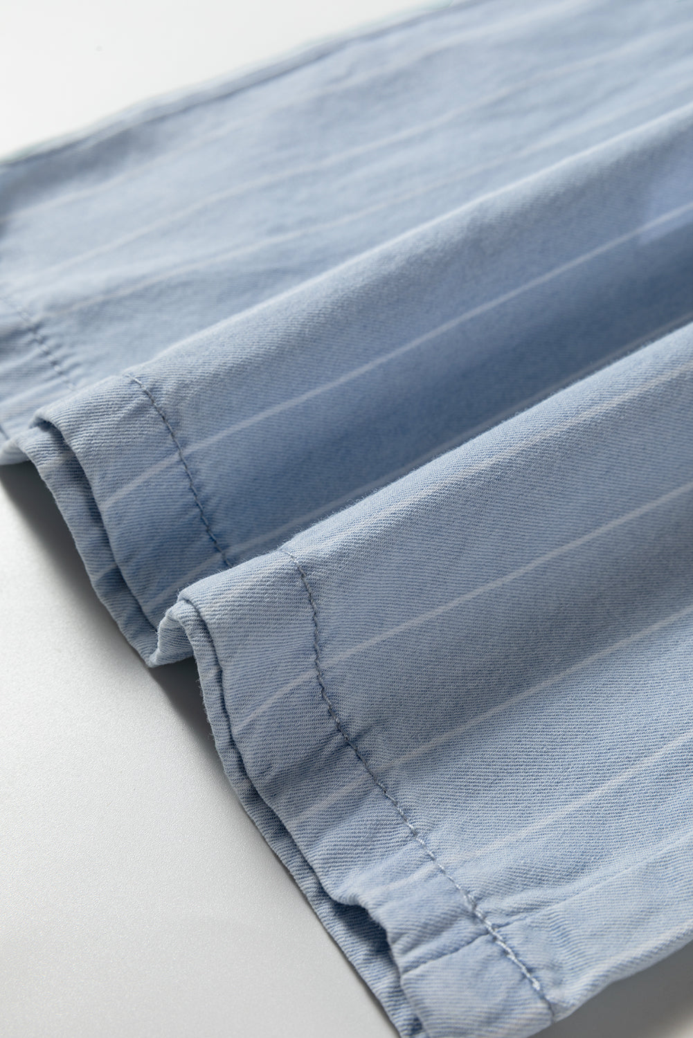Striped Chambray Wide Leg Trousers