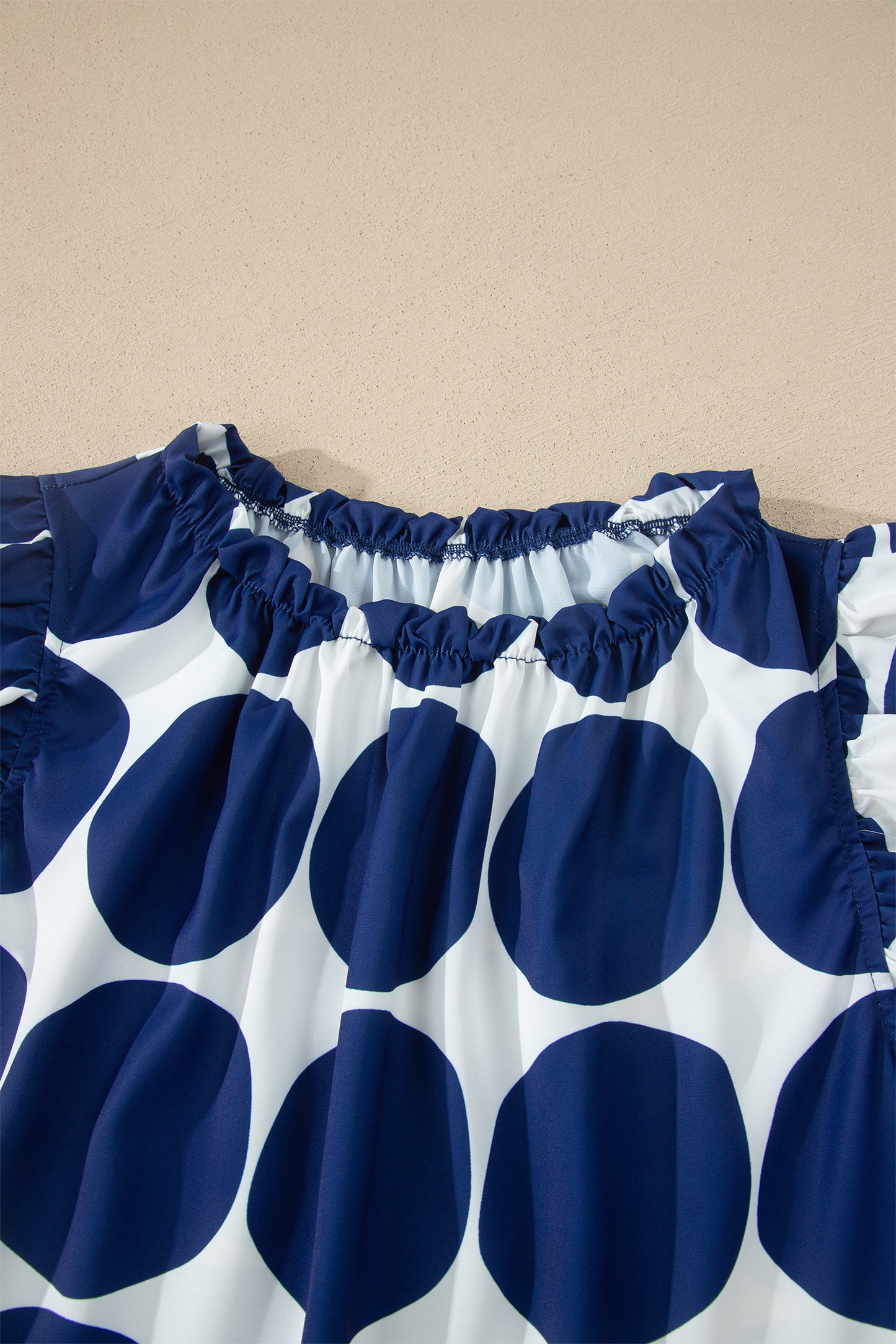 Polka Dot Frills Sleevless Blouse