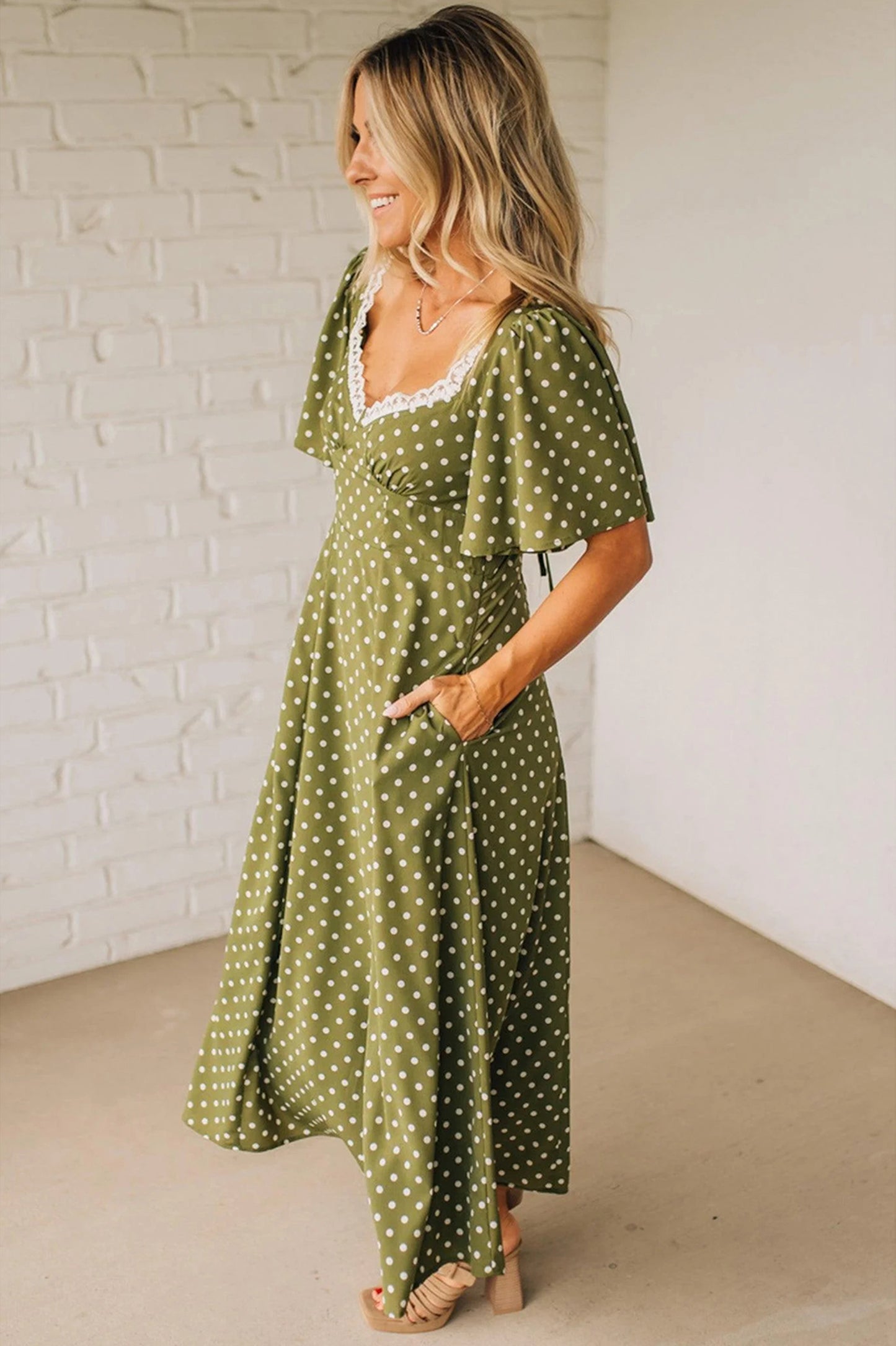 Polka Dot Smocked Maxi Dress