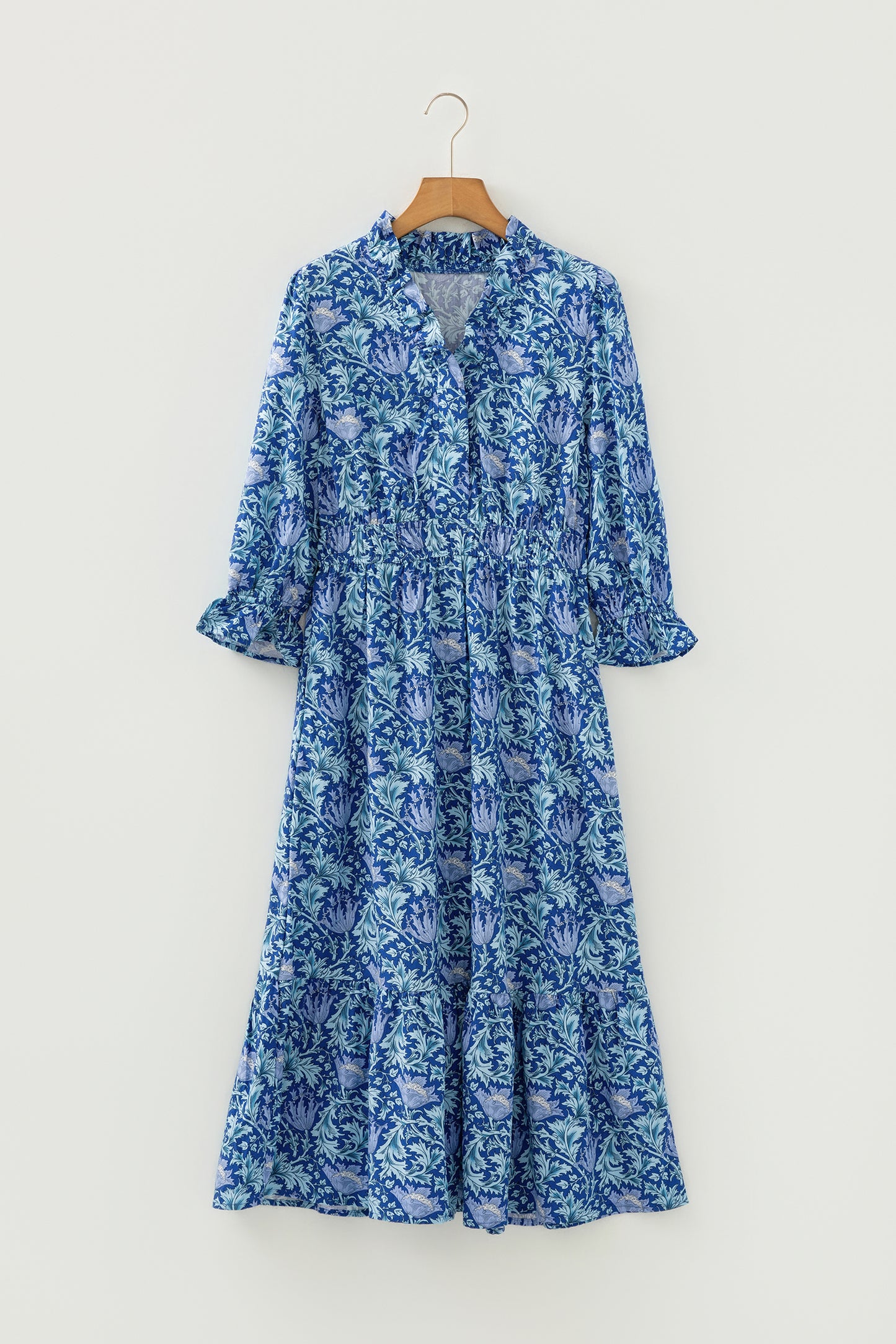 Floral Print Frilled Neck Dress