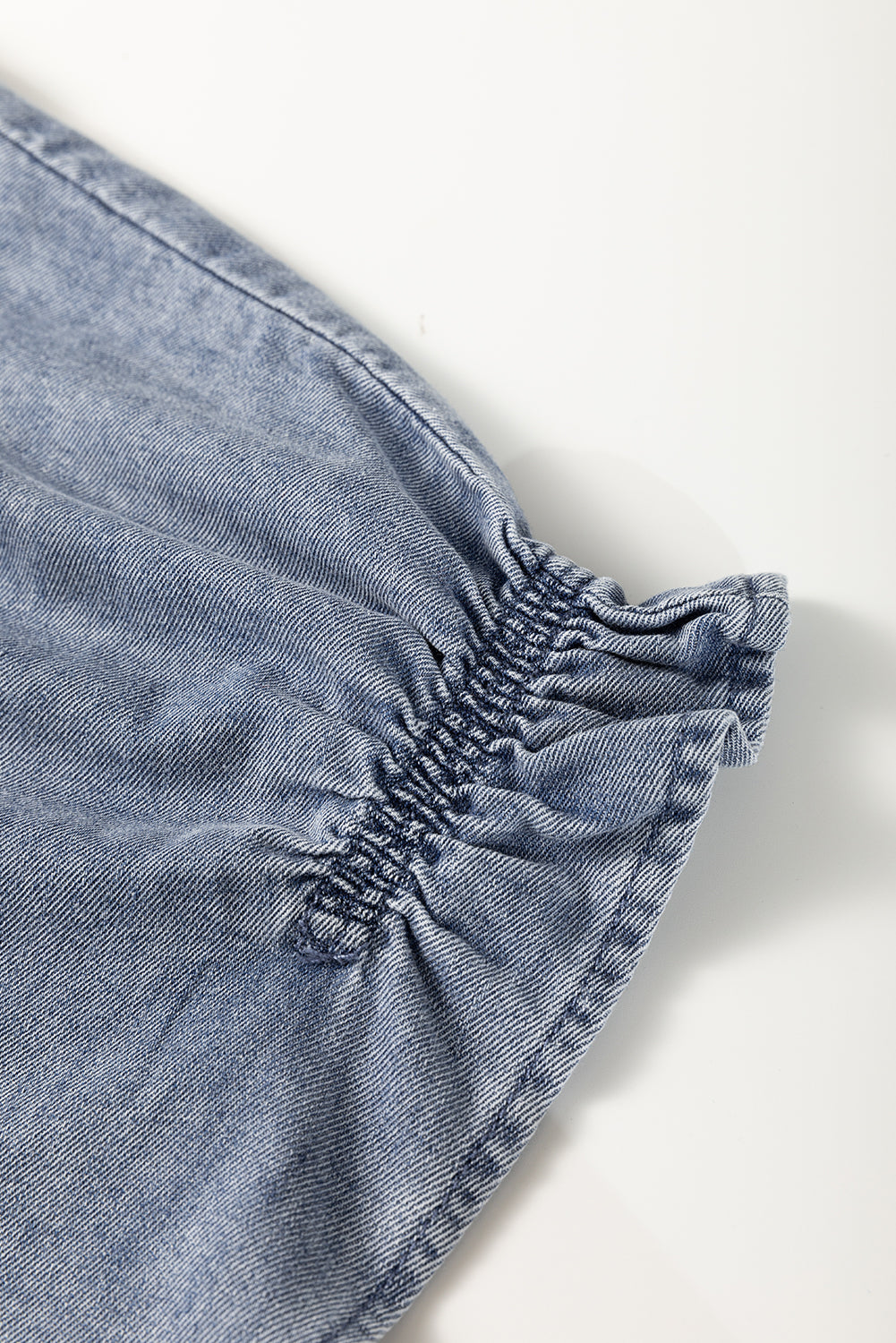 Dusk Blue Ruffled Denim Top