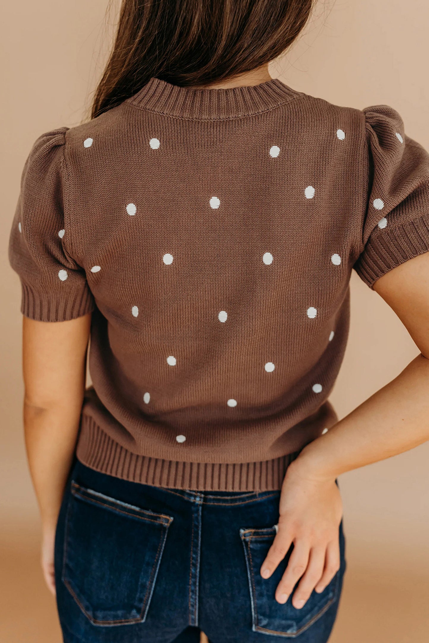 Polka Dot Bubble Sleeve Sweater