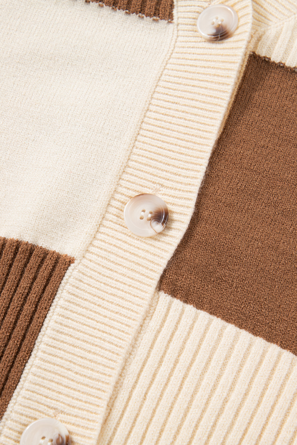 Khaki Checkered Plus Size Cardigan Sweater