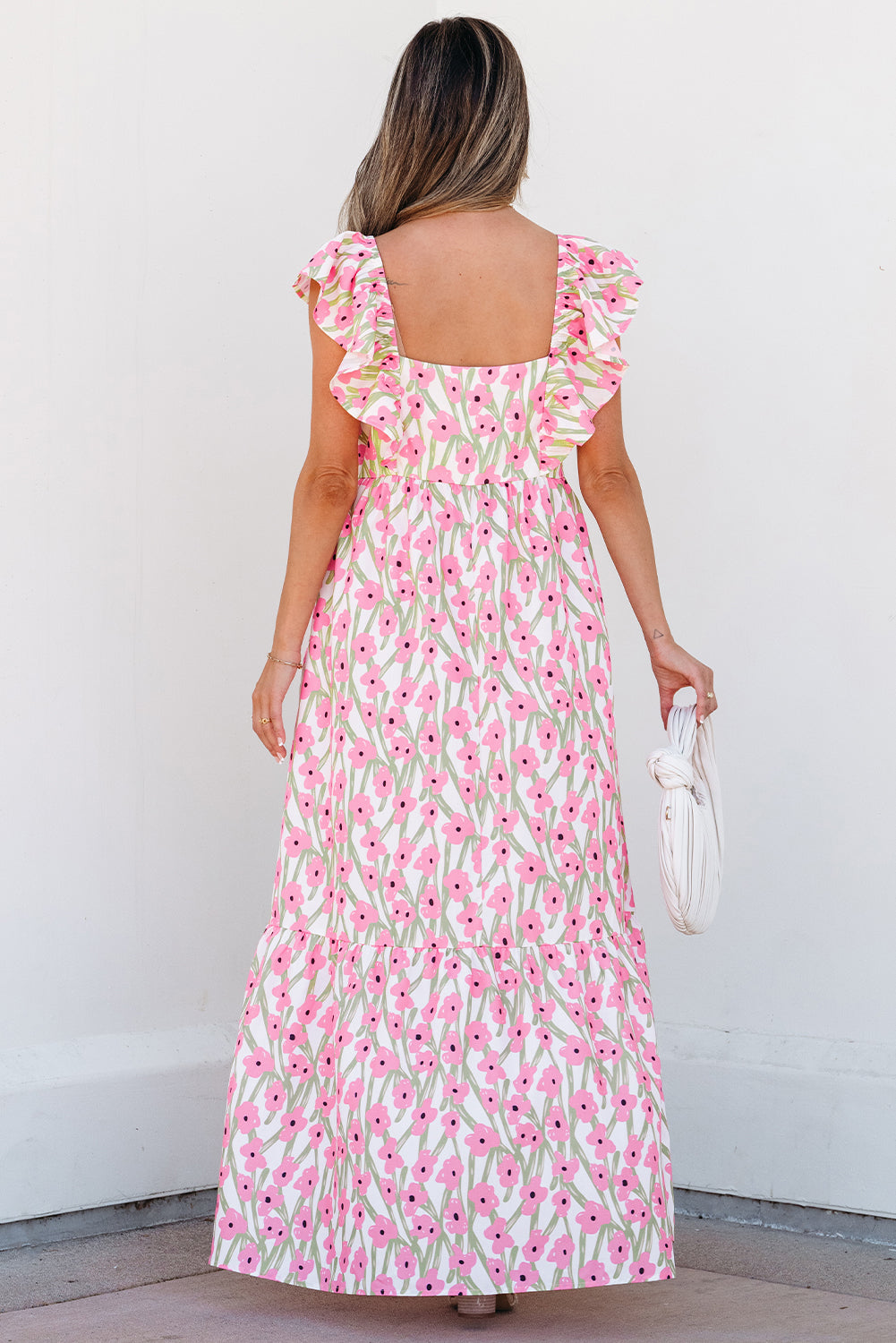 Pink Penny Ruffled Strap Maxi Dress