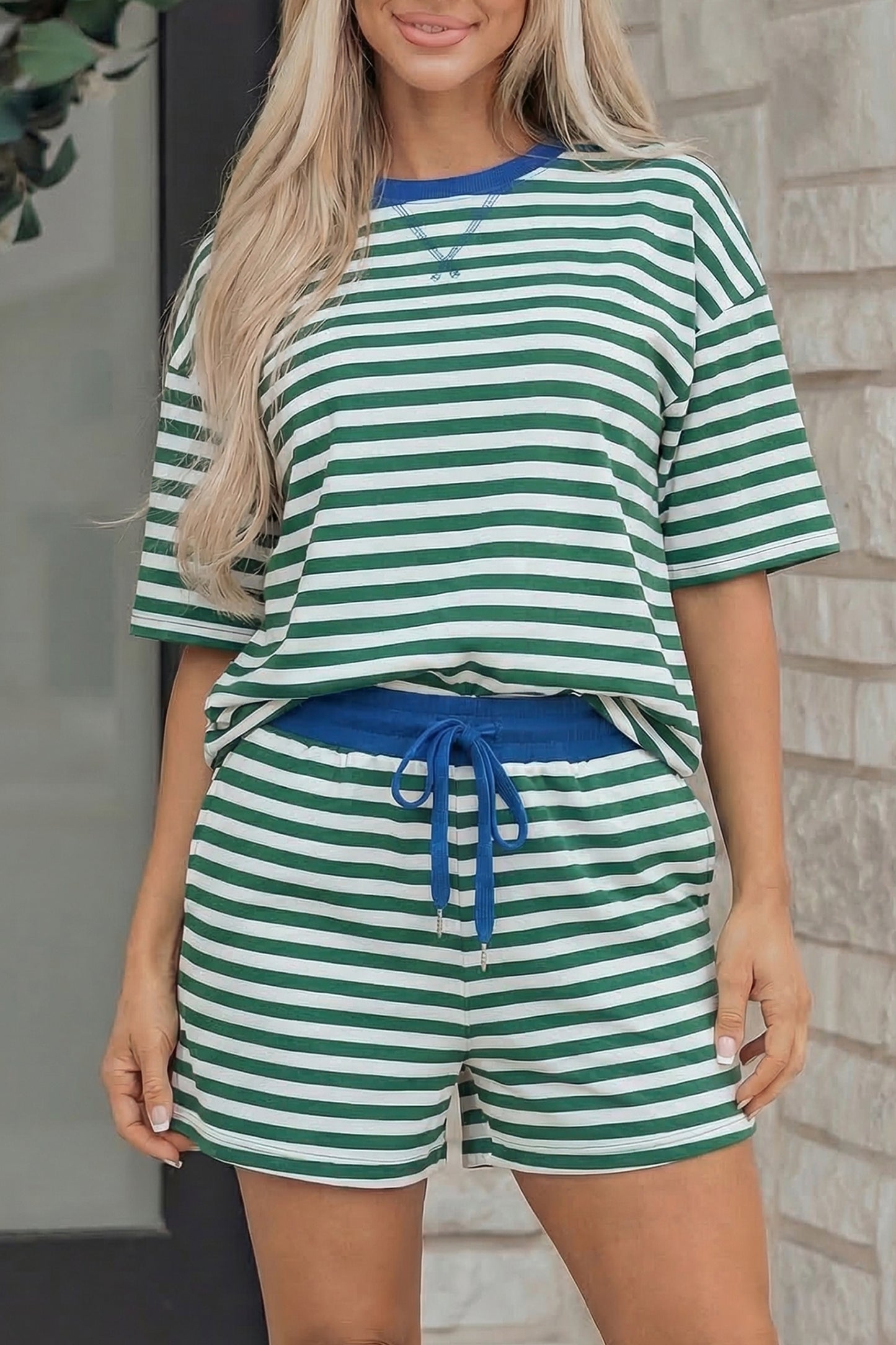 Striped Boxy Terry Shorts & Tee Set