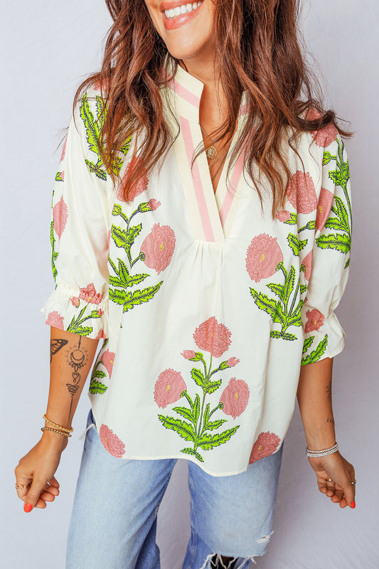 Wild Flower 3/4 Sleeve Blouse