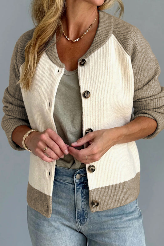 Ribbed Knit Button Down Sweater Cardigan