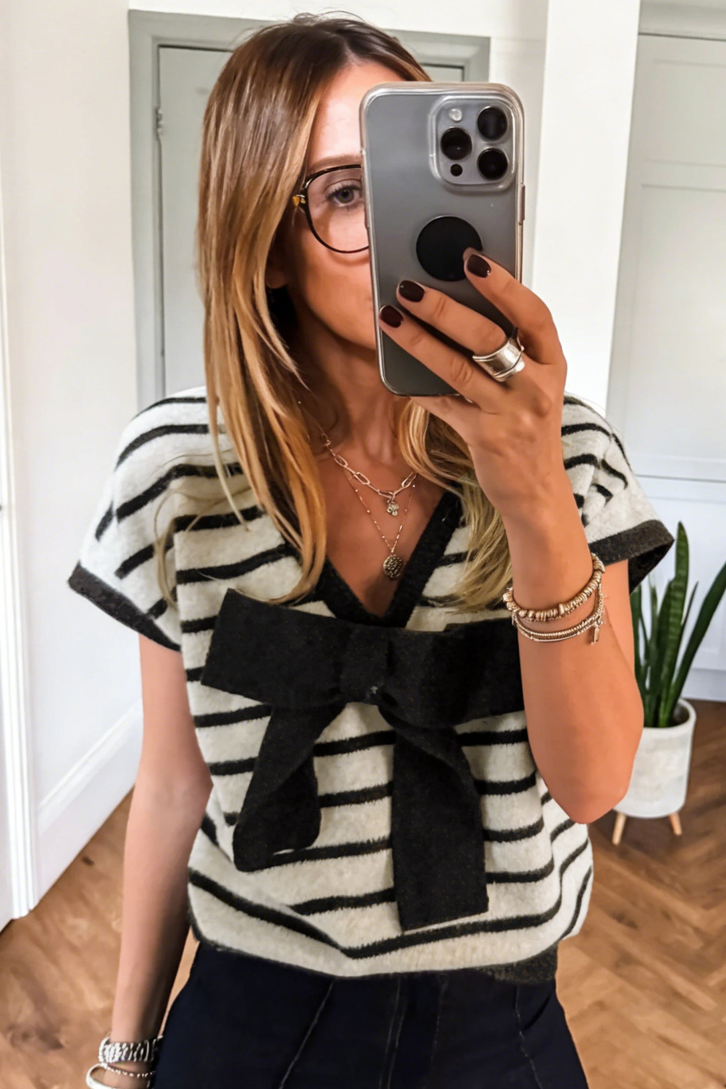 Reversible Black Striped Sweater