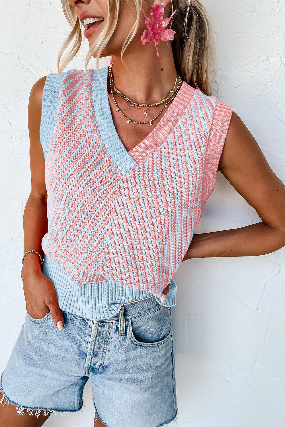 Chevron Knit Sweater Vest