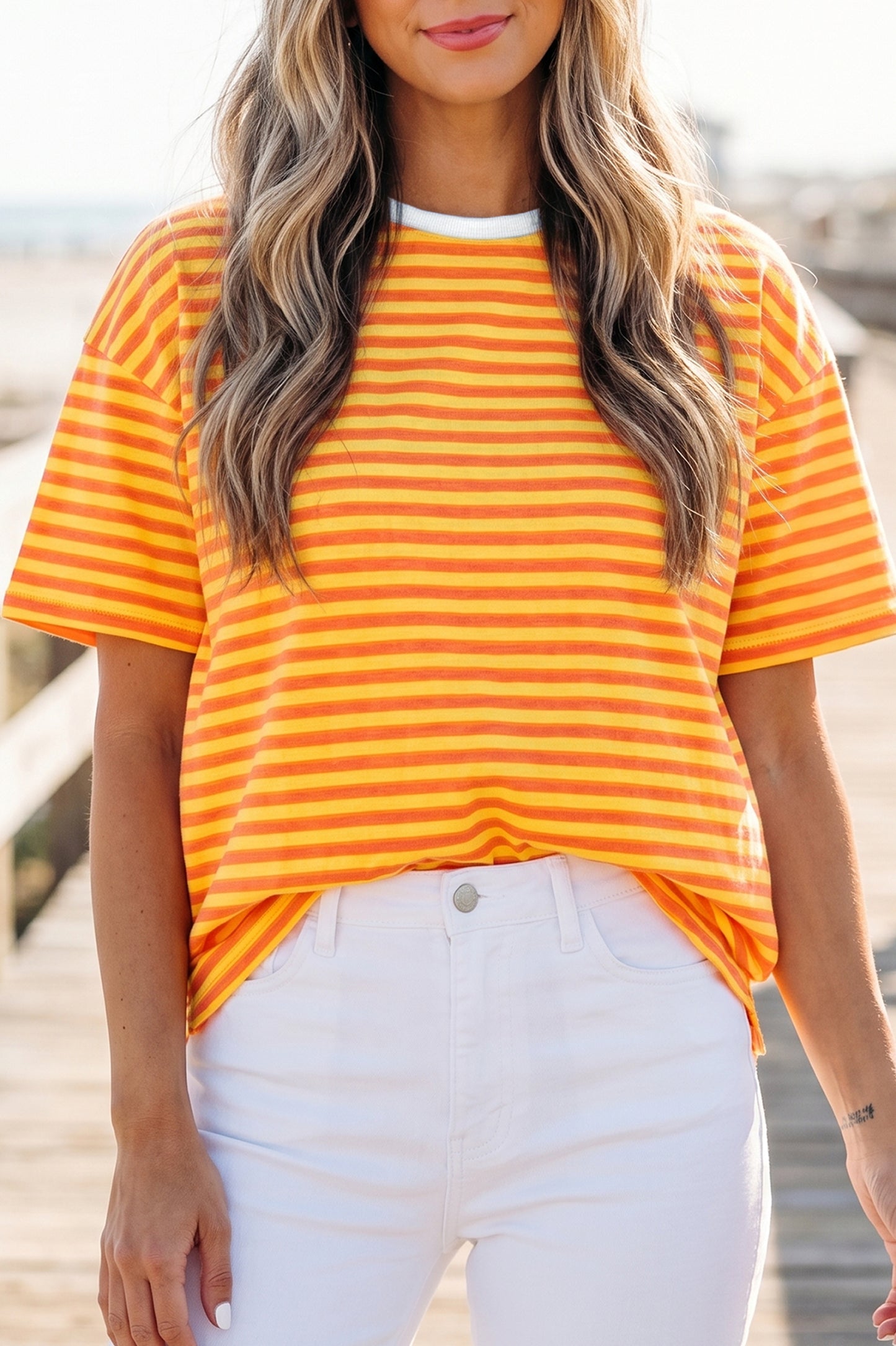 Sky Blue Striped Loose Tee