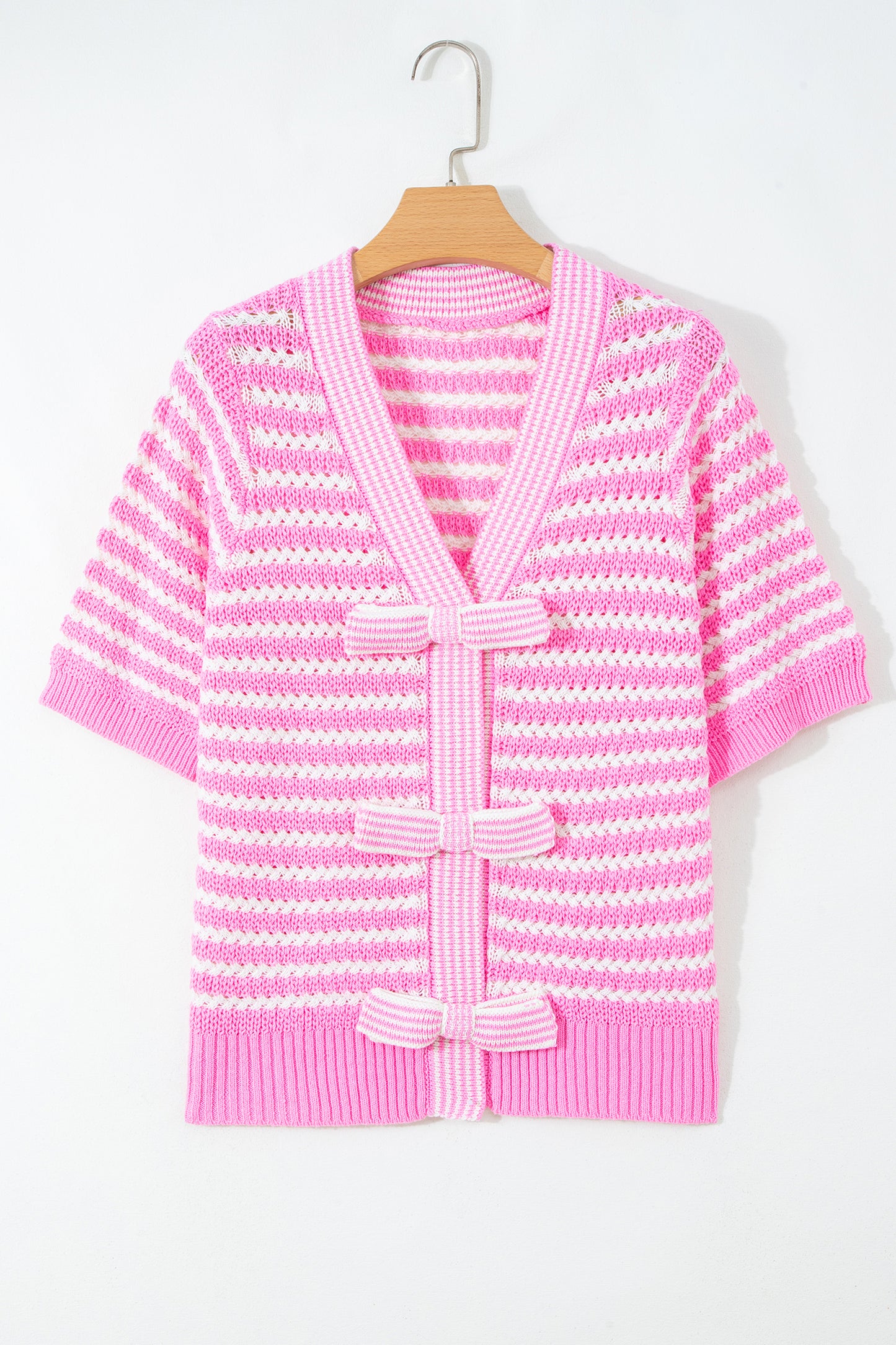 Bows and Stripes V-Neck Sweater