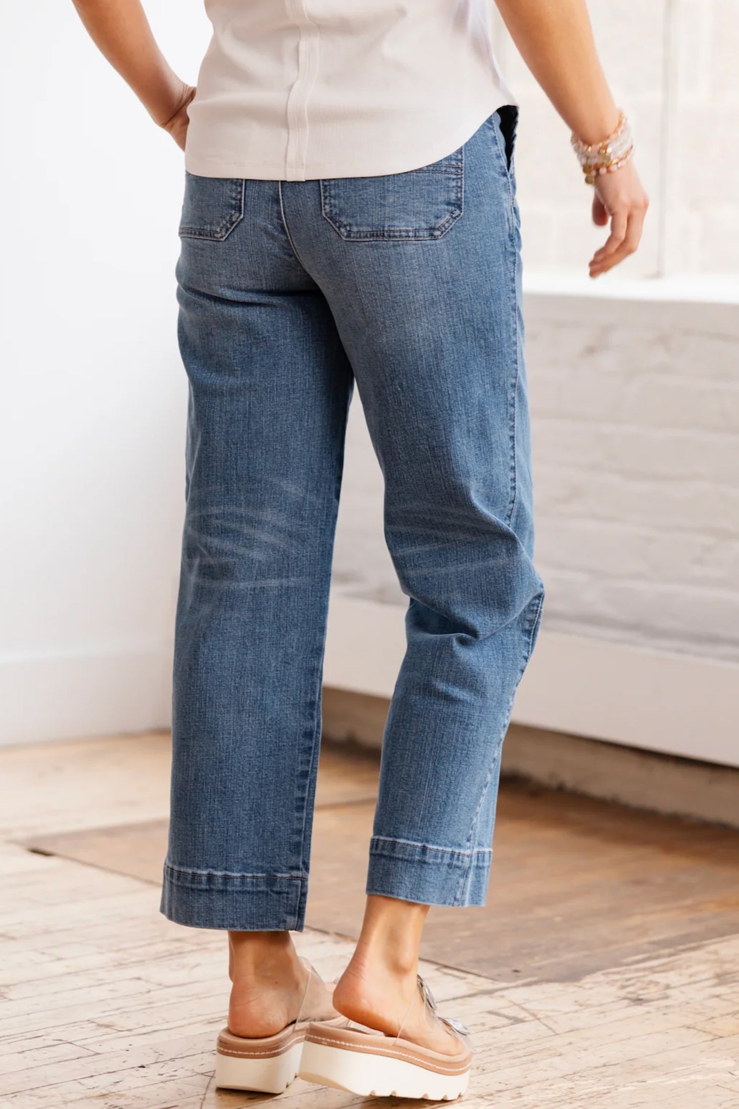 Sail Blue Exposed Stitch Straight Jeans