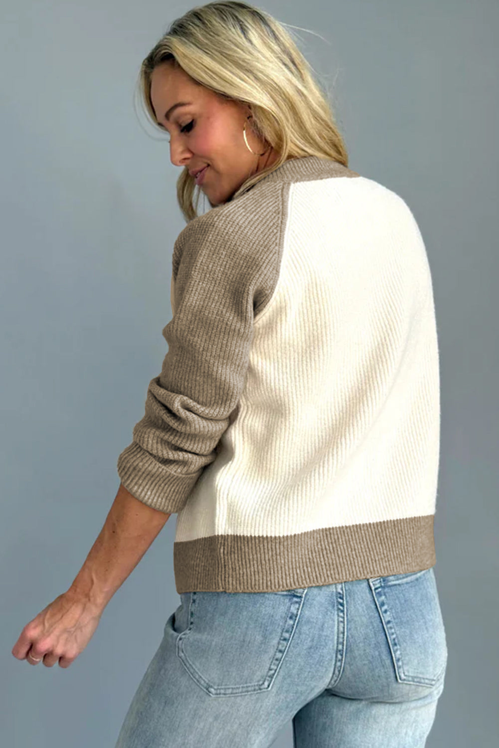 Ribbed Knit Button Down Sweater Cardigan