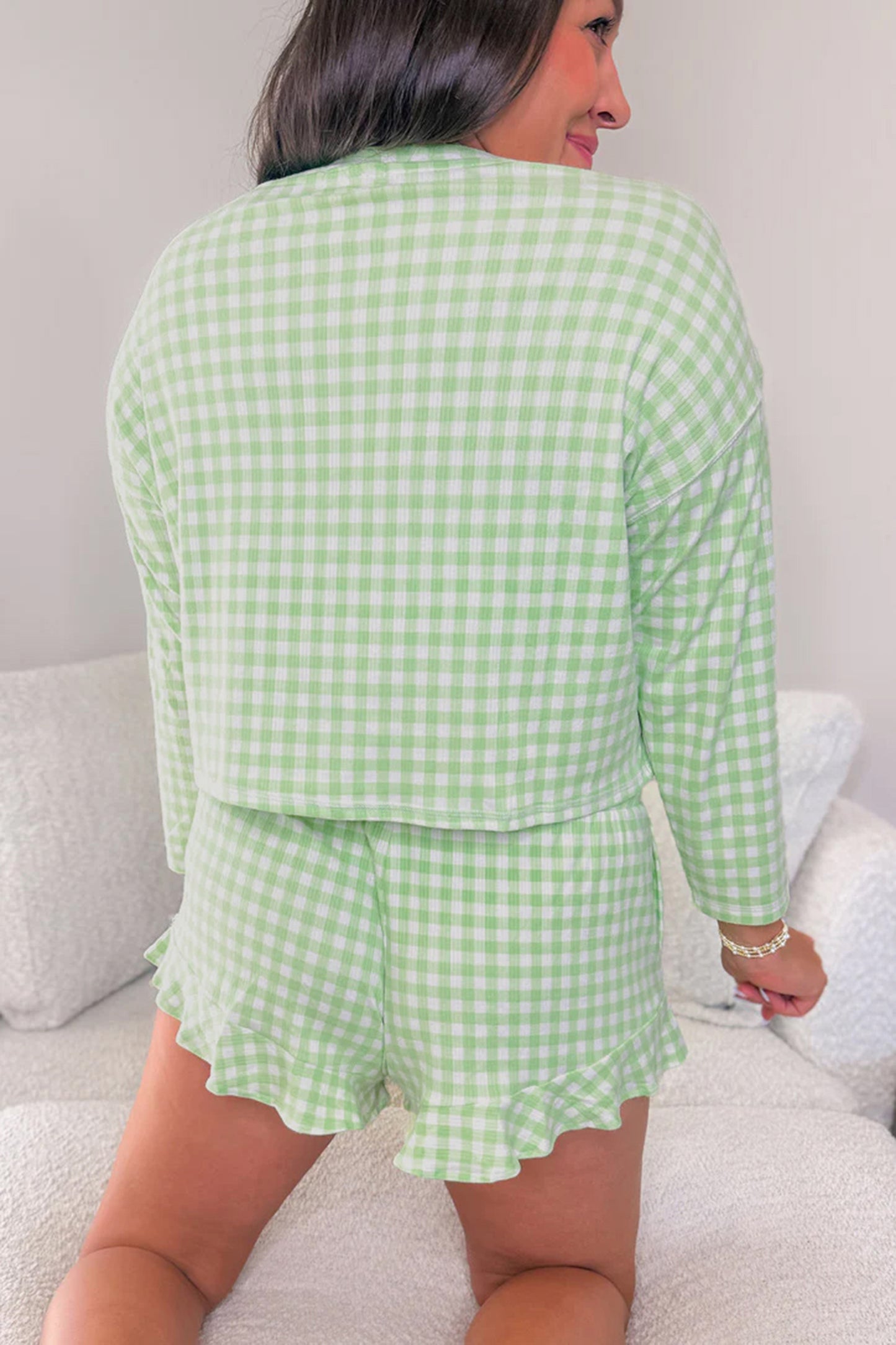 Green Gingham 2pc Lounge Set