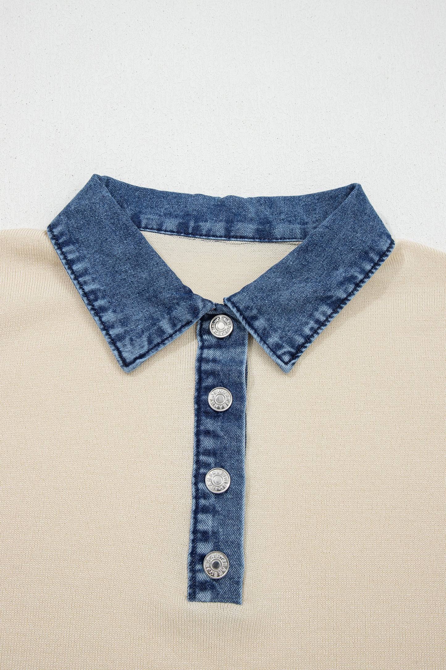 Jet Stream Denim Contrast Polo Sweater